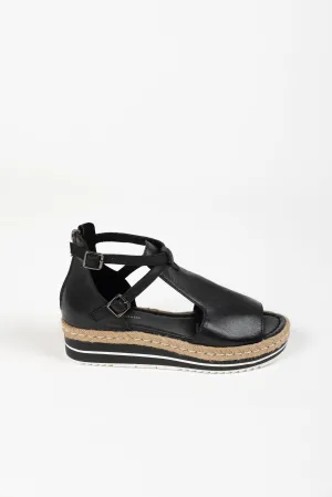 ALEXYS BLACK LEATHER ESPADRILLES