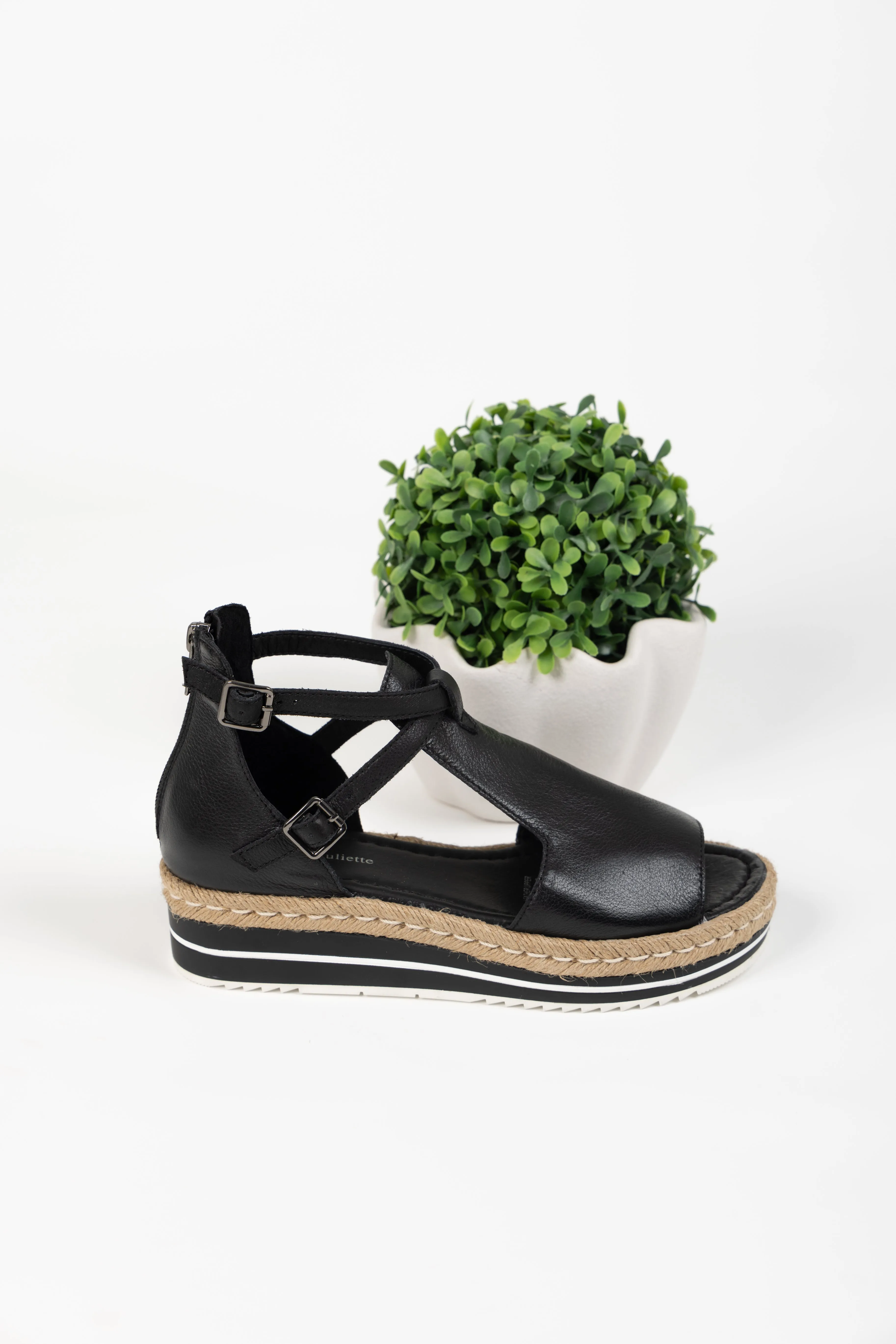 ALEXYS BLACK LEATHER ESPADRILLES