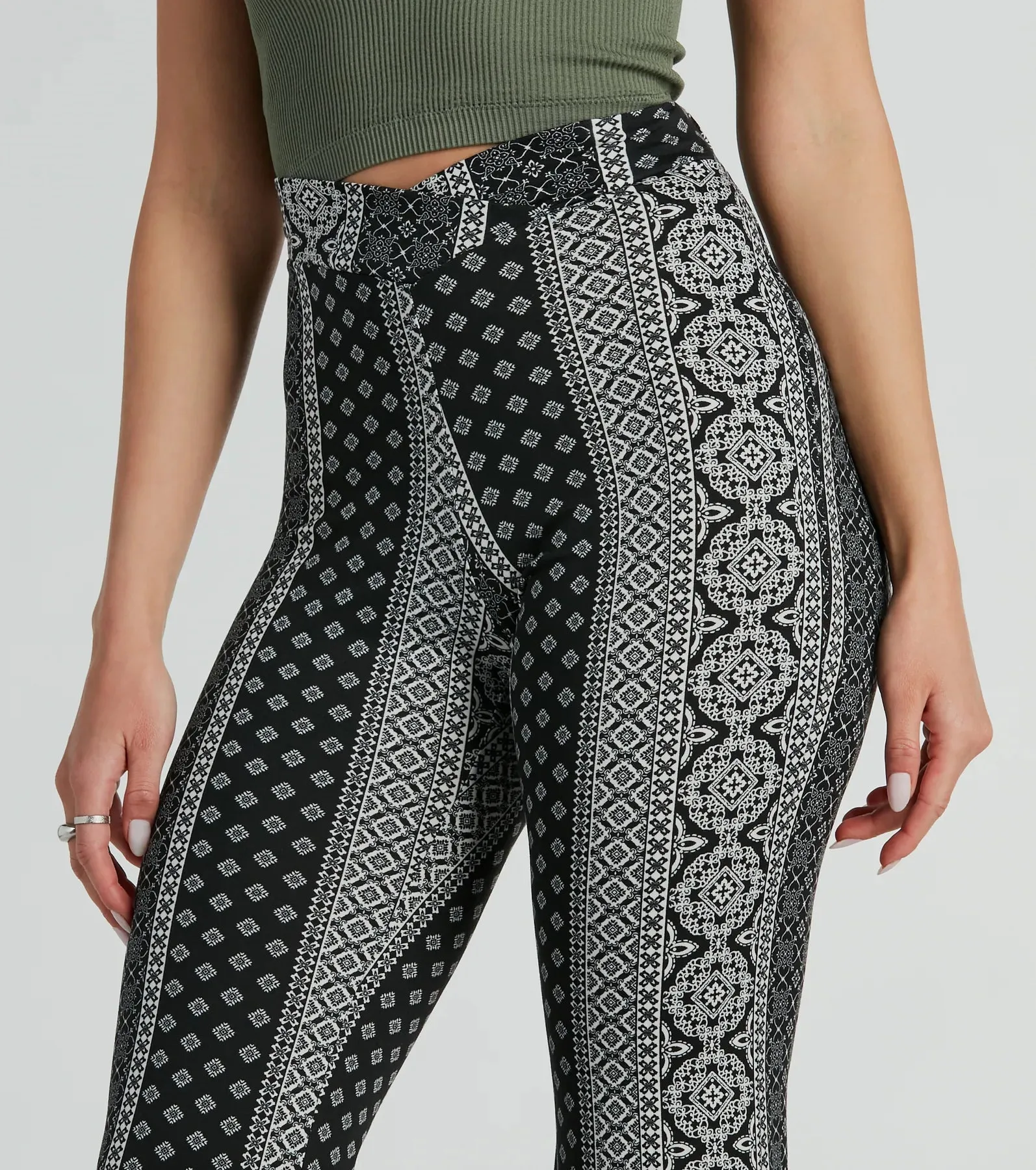 Breezy Vibes Boho Print Knit Flare Pants