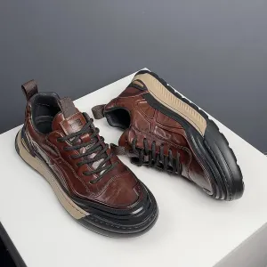 Casual Elegant Design Leather Men's Sneakers