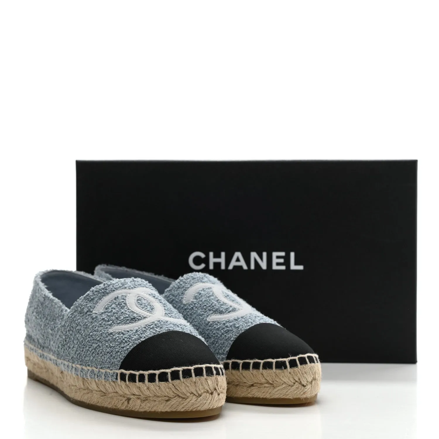 CHANEL TERRY GROSGRAIN CC ESPADRILLES