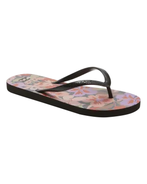 Dama Flip Flops in Black & Pink