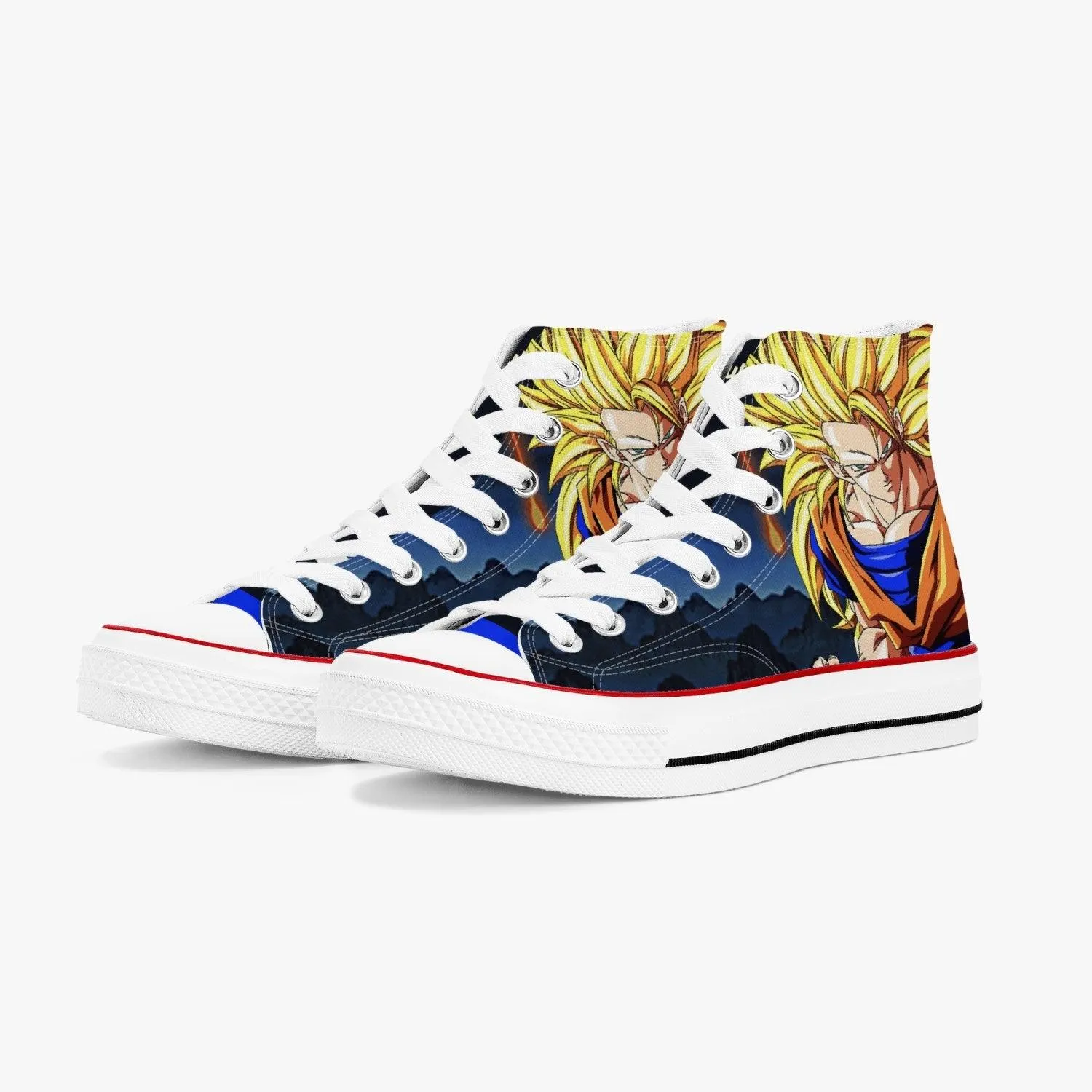 Dragonball Z Super Saiyan 3 Goku A-Star High White Anime Shoes