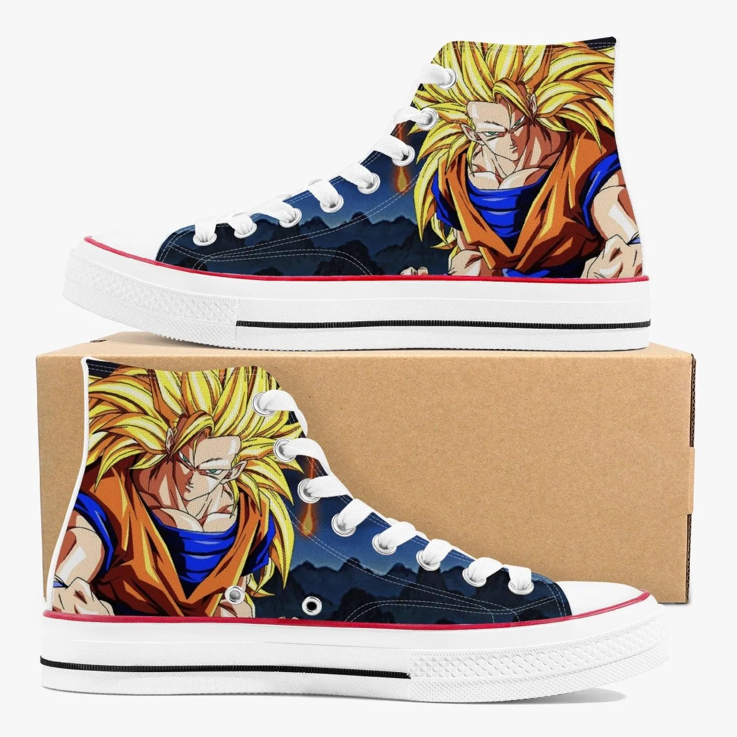 Dragonball Z Super Saiyan 3 Goku A-Star High White Anime Shoes