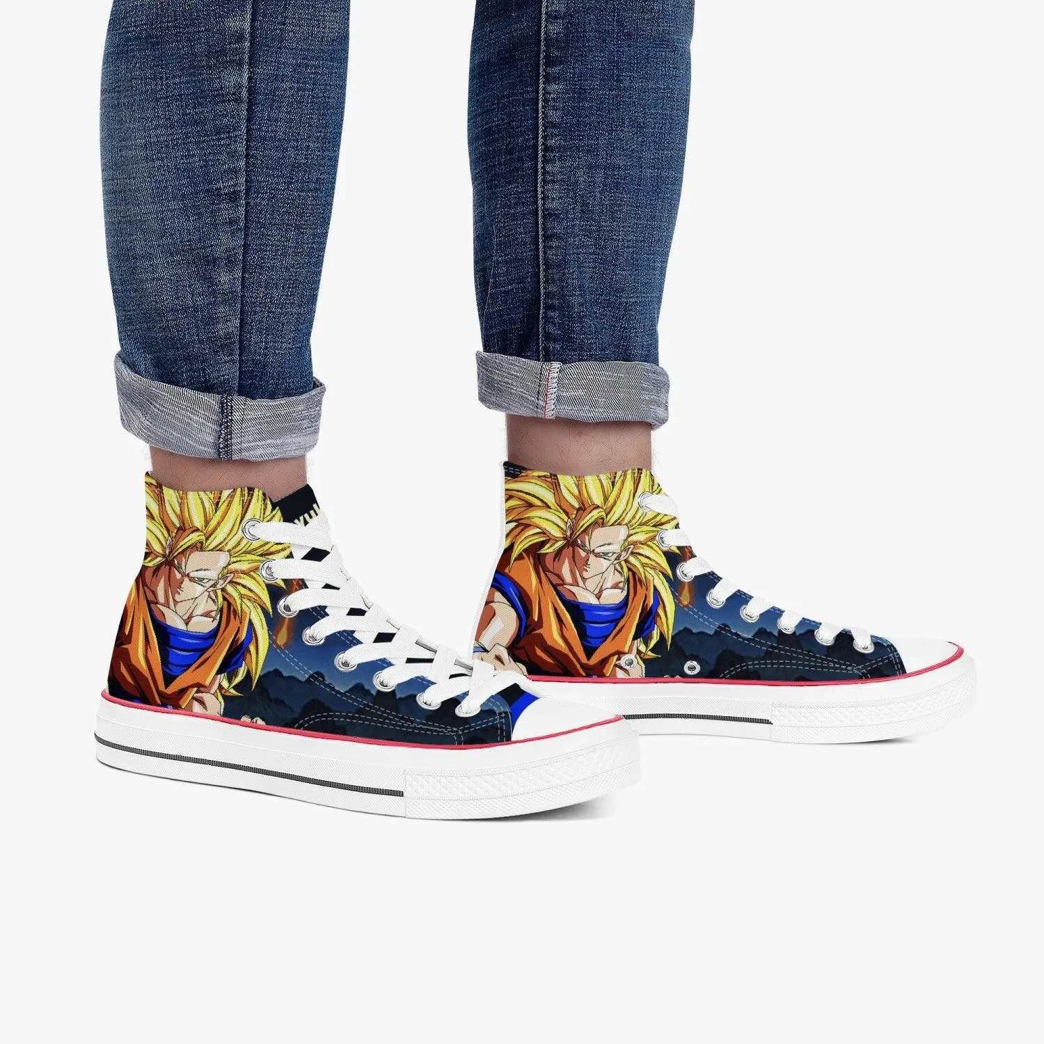 Dragonball Z Super Saiyan 3 Goku A-Star High White Anime Shoes