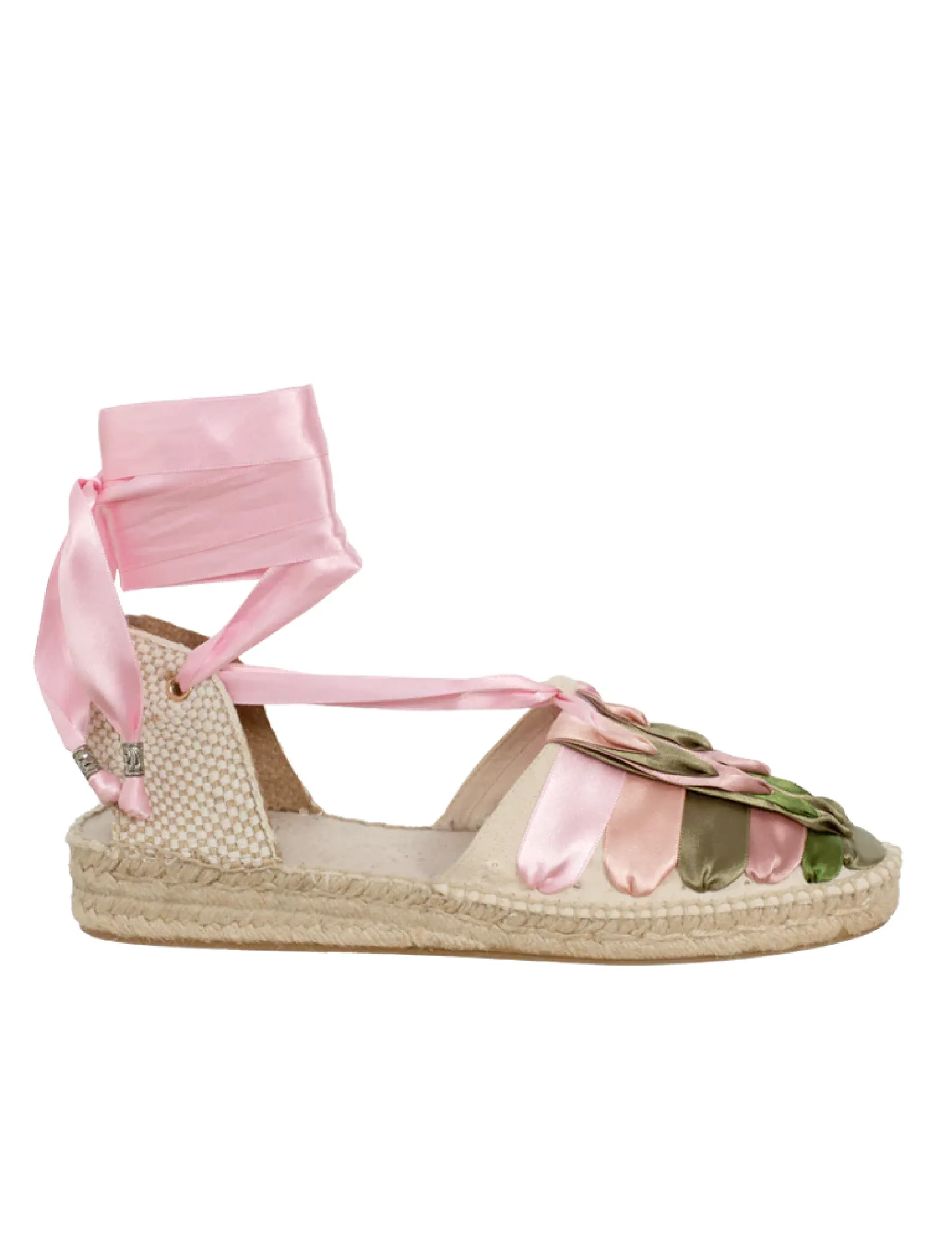 Espadrilles Olive and Rose Flat Wedge