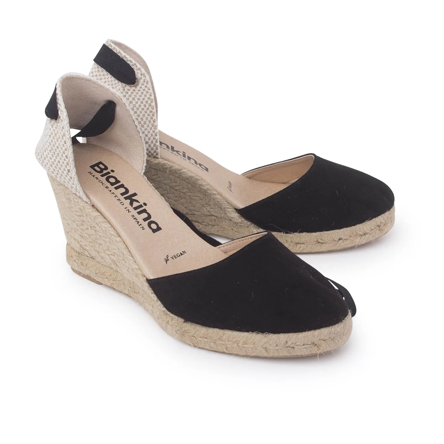 Galera Vegan Suede Espadrille Wedges - Black