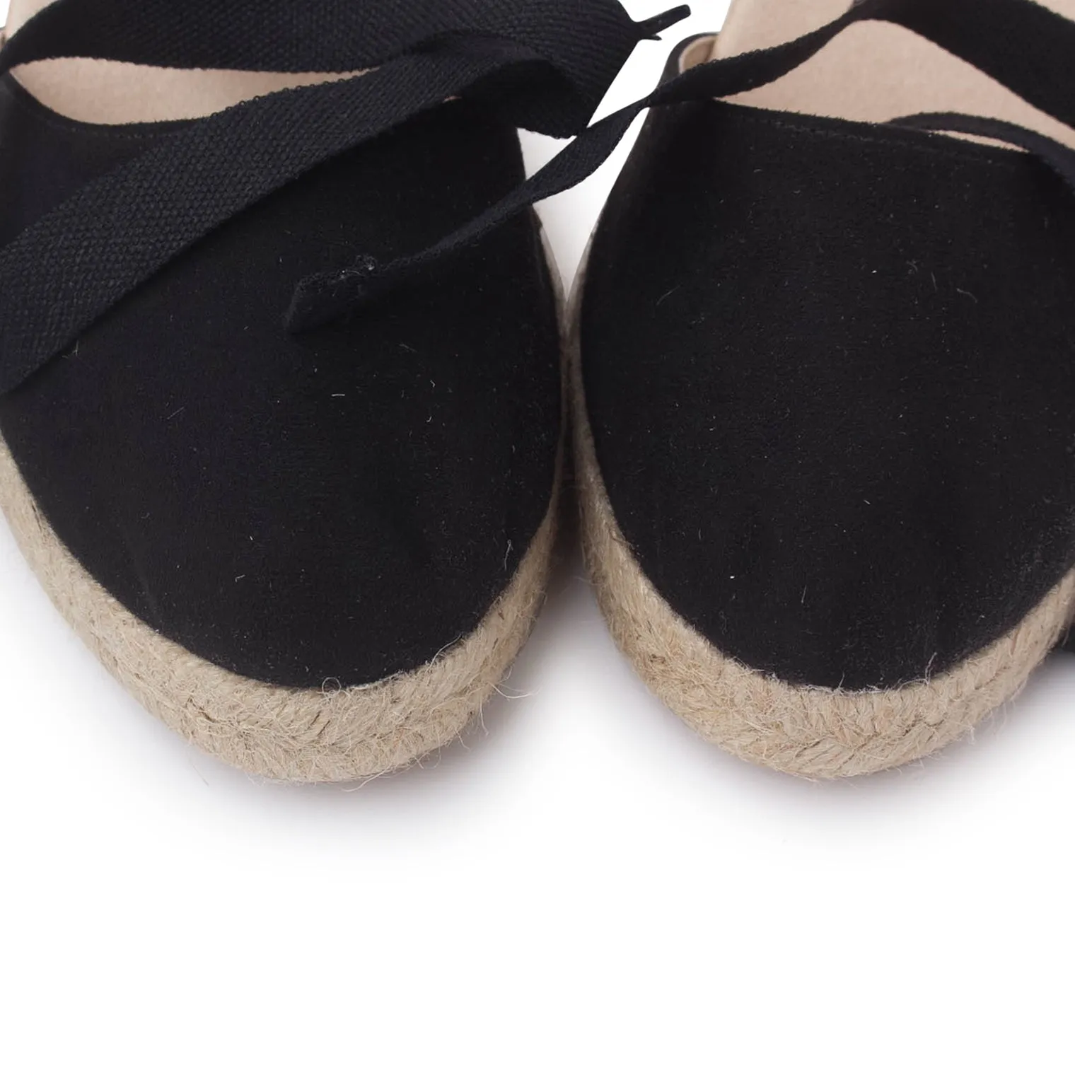 Galera Vegan Suede Espadrille Wedges - Black