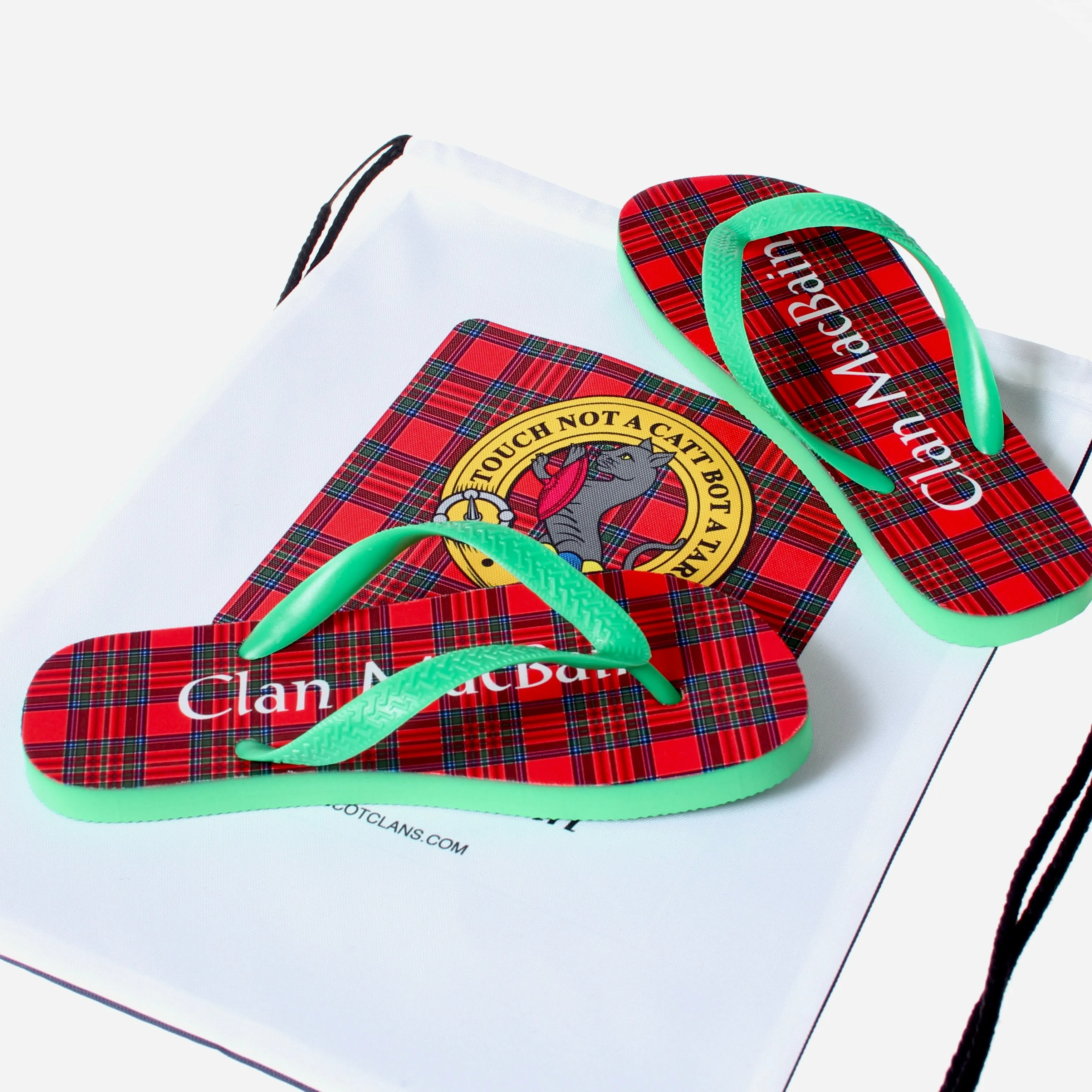 MacBain Tartan Flip Flops With Matching Bag