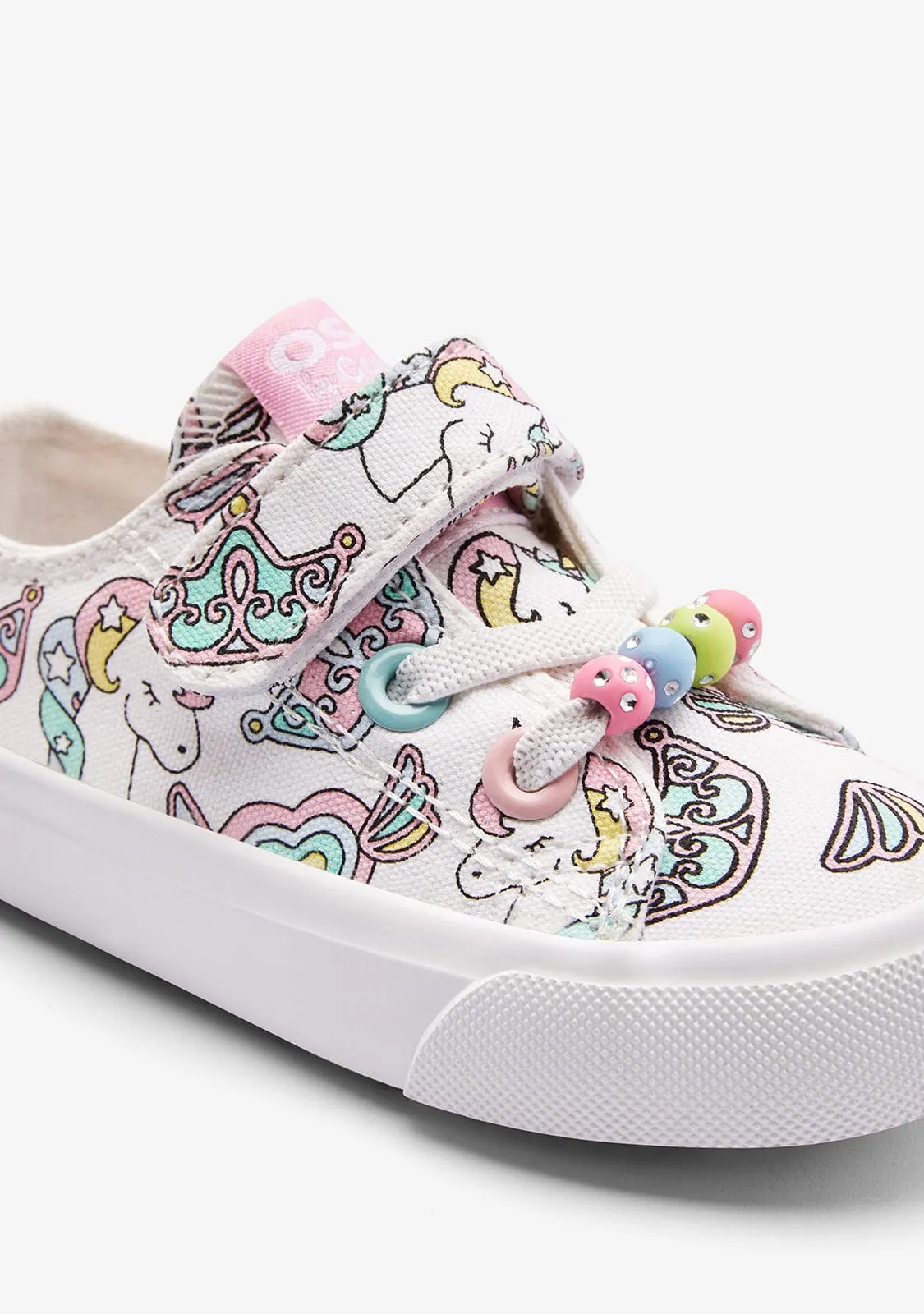 Multicolour Unicorn Print Canvas Sneakers