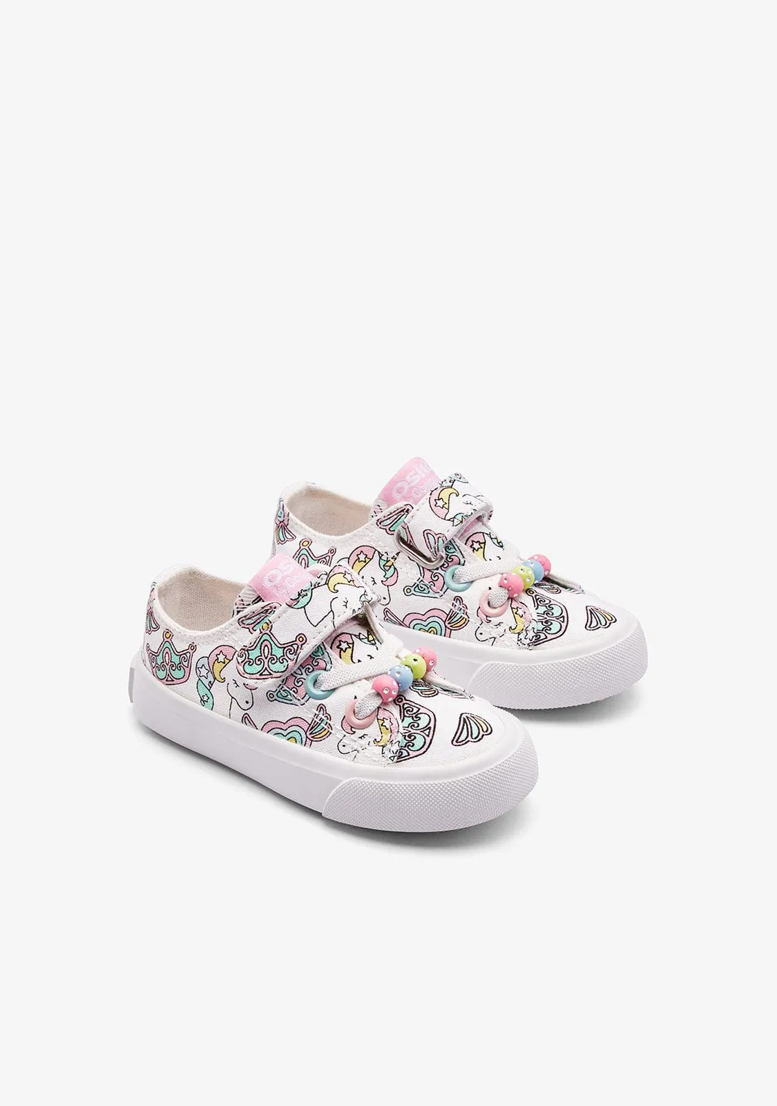 Multicolour Unicorn Print Canvas Sneakers