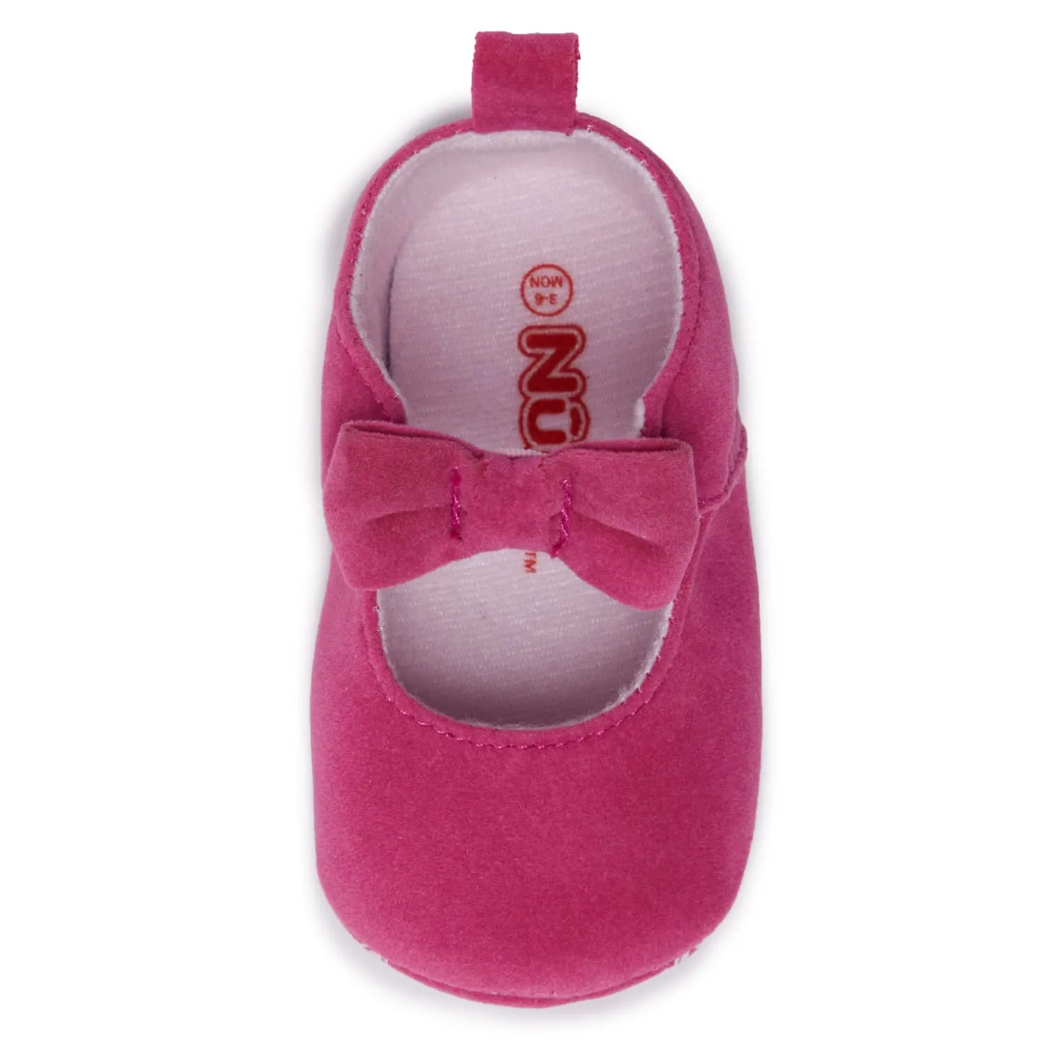 Nuby Baby Girls Velvet Bowknot Ballet Flats, Soft Sole Infant Dress Shoes, Slip On Mary Jane Bootie