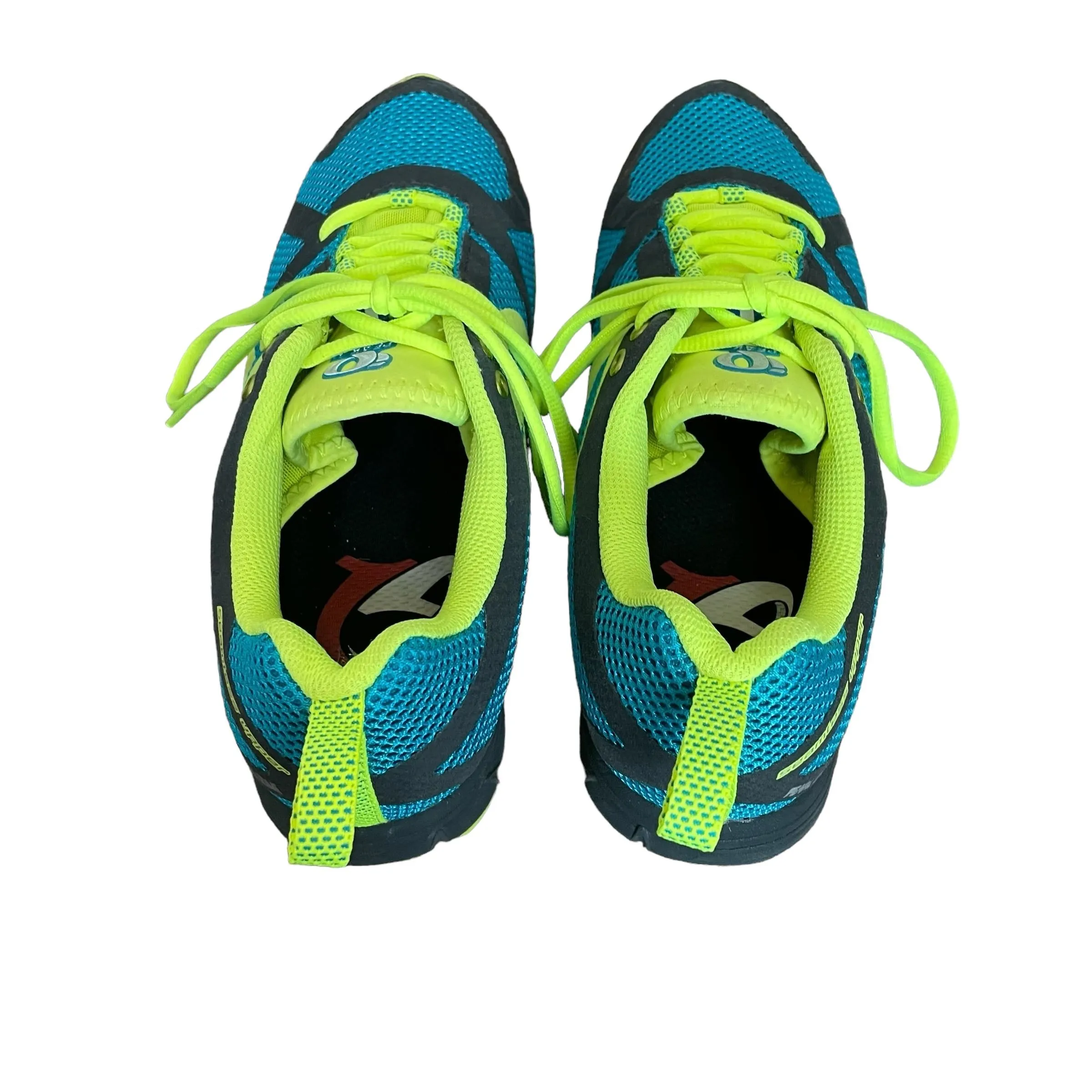 Pearl Izumi | Women's Blue and Neon Yellow Peak II Trail Running Shoes | Size: 9