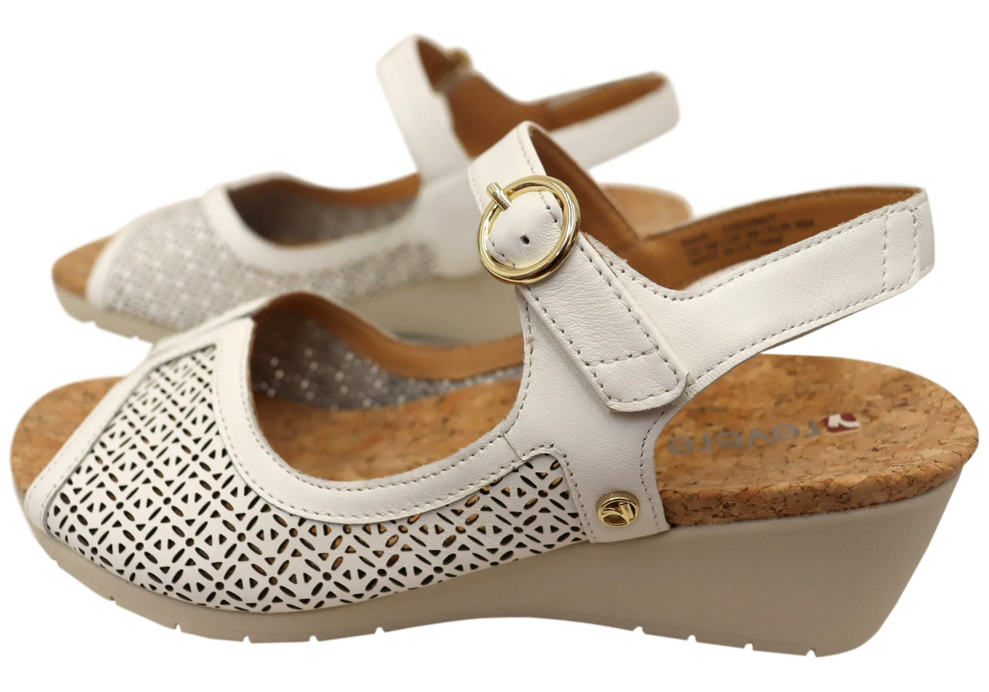 Revere Womens Kaya Wedge Comfortable Supportive Leather Sandals