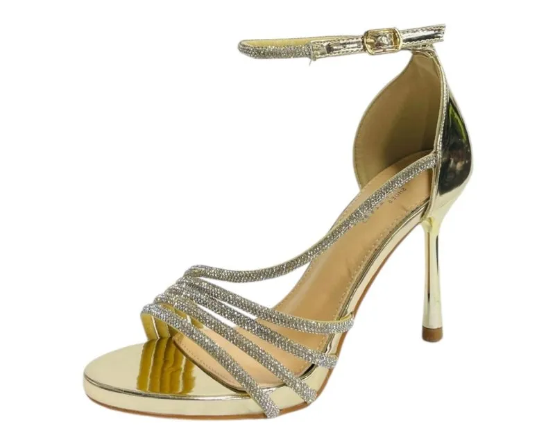 Rhinestone Ankle Strap Stiletto Heel Shoes