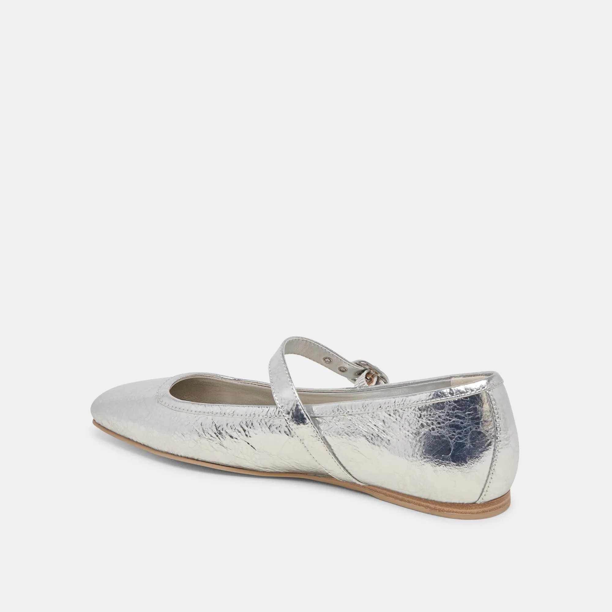 RODNI BALLET FLATS SILVER DISTRESSED LEATHER