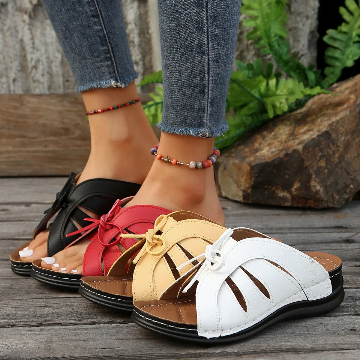 Roman Style Wedge Heel Comfortable Strappy Sandals