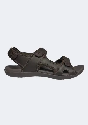 Scholl Men's Orthaheel Brown Leather Back Strap Sandals