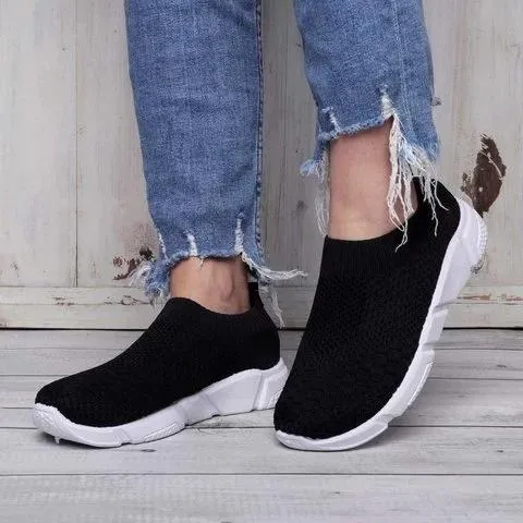 Soft women's sock shoes knitting shoesslip on sneakers breathable tennis shoes