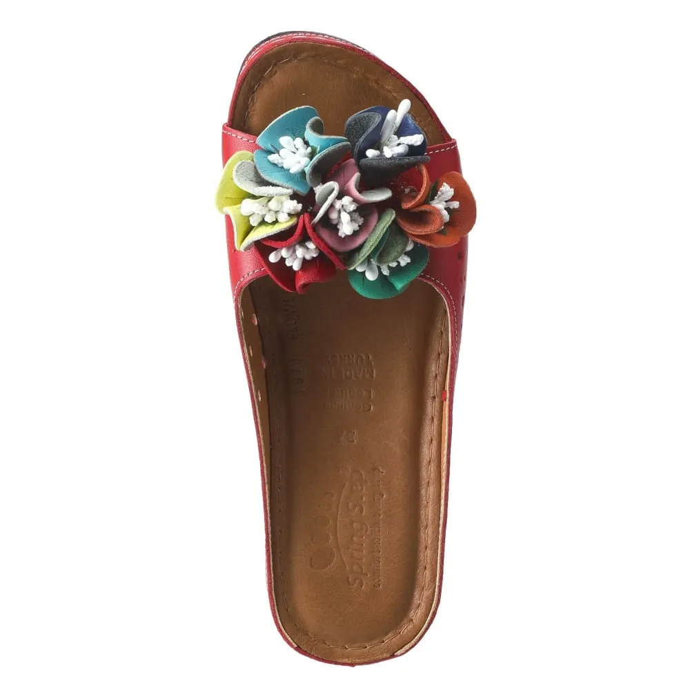 Spring Step Shoes Flowerchild Leather Slide Sandal