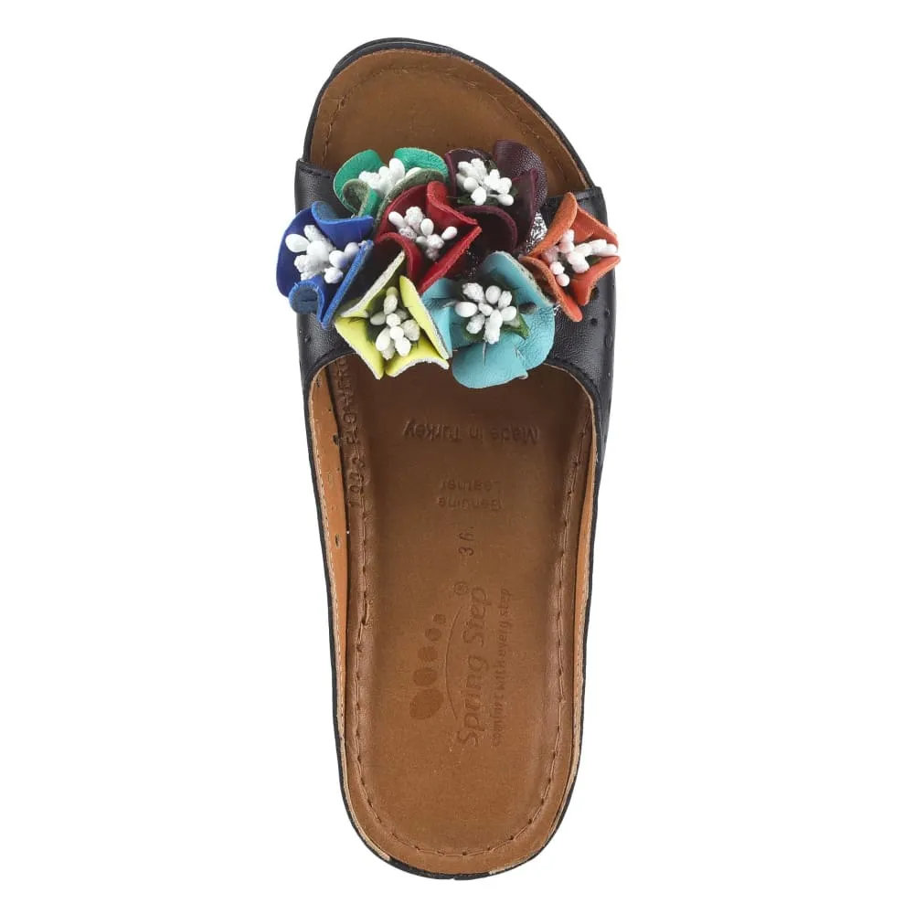 Spring Step Shoes Flowerchild Leather Slide Sandal