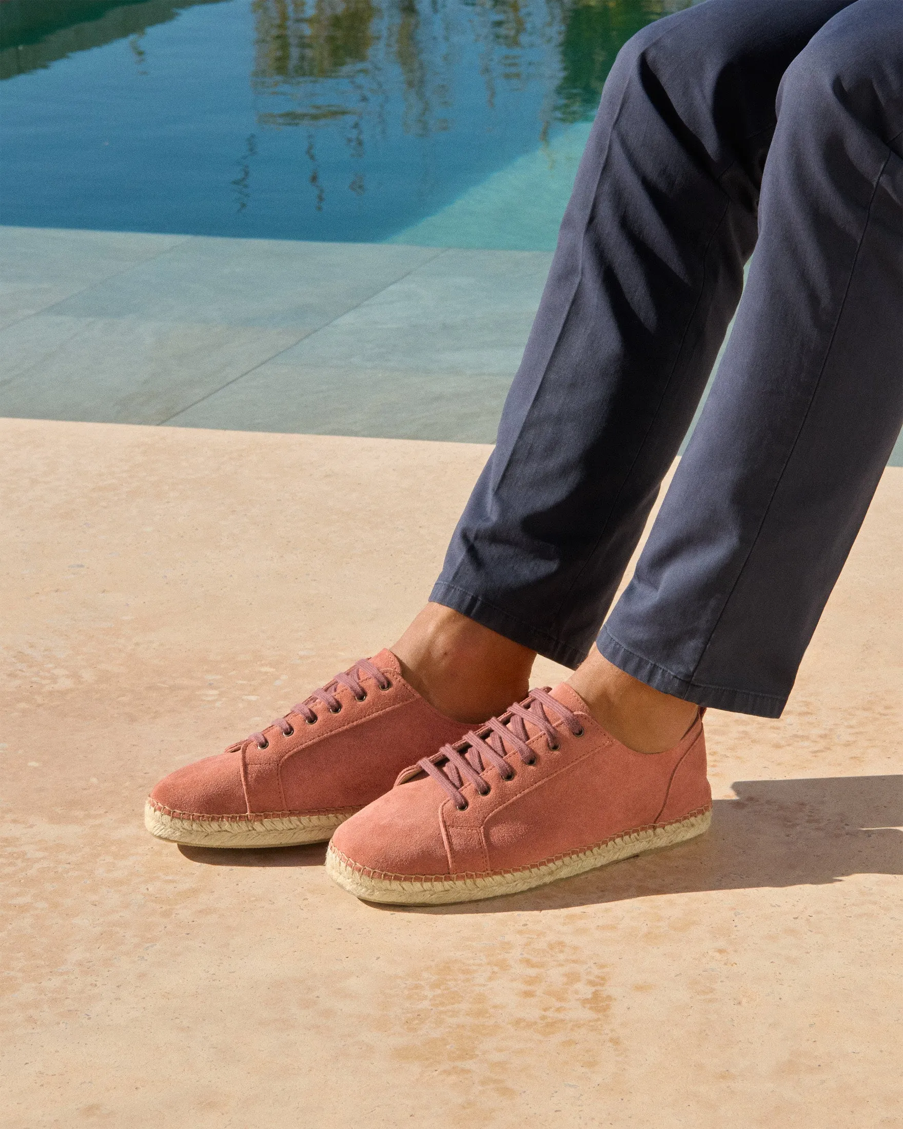 Suede Lace-Up Espadrilles - R70SH - Hamptons Terracotta