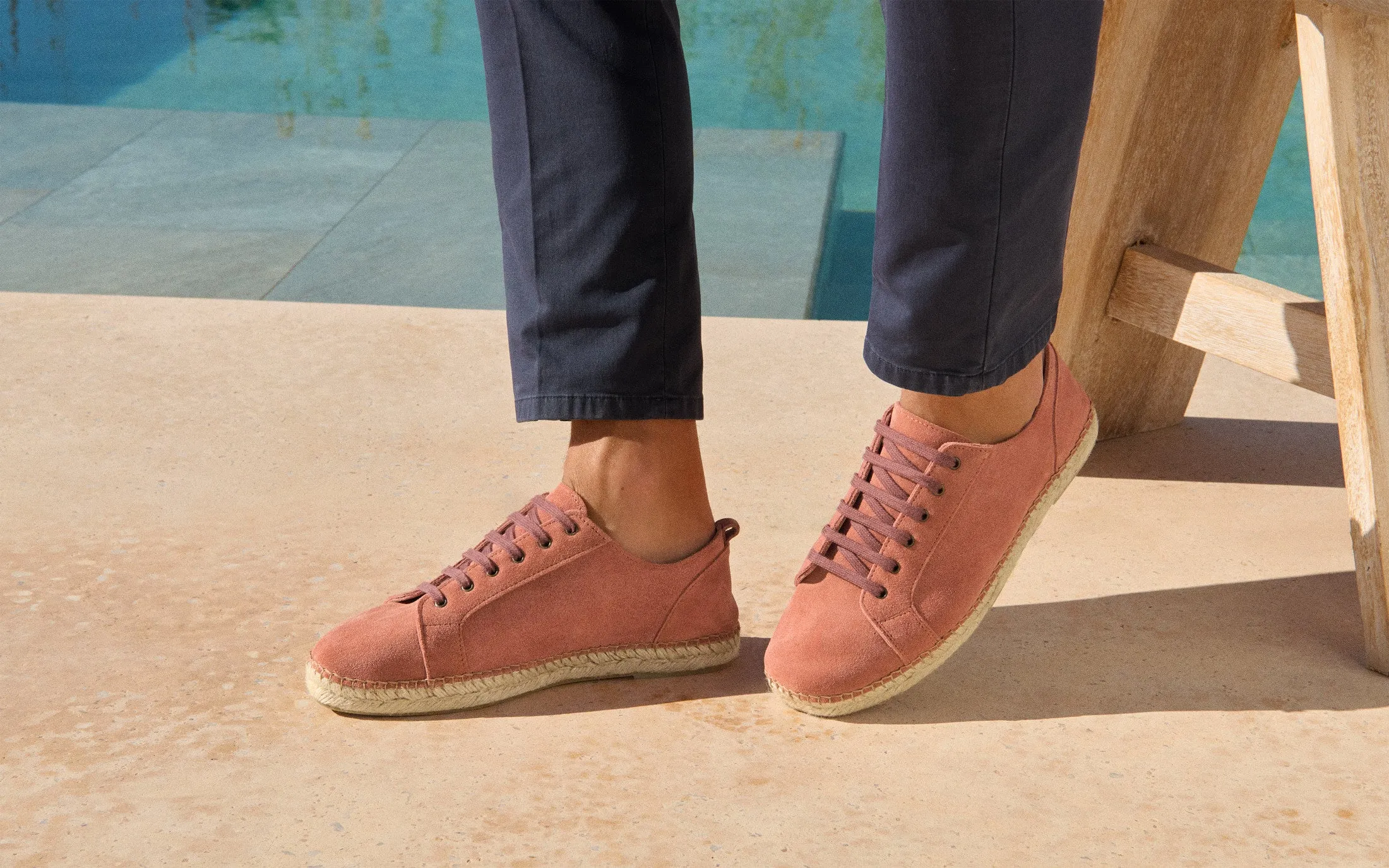 Suede Lace-Up Espadrilles - R70SH - Hamptons Terracotta