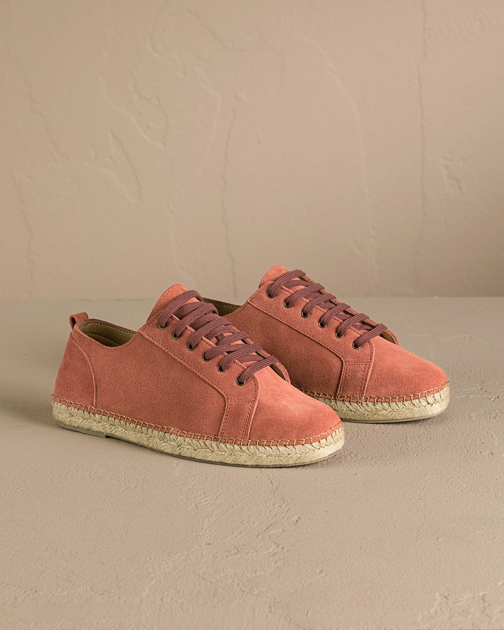 Suede Lace-Up Espadrilles - R70SH - Hamptons Terracotta