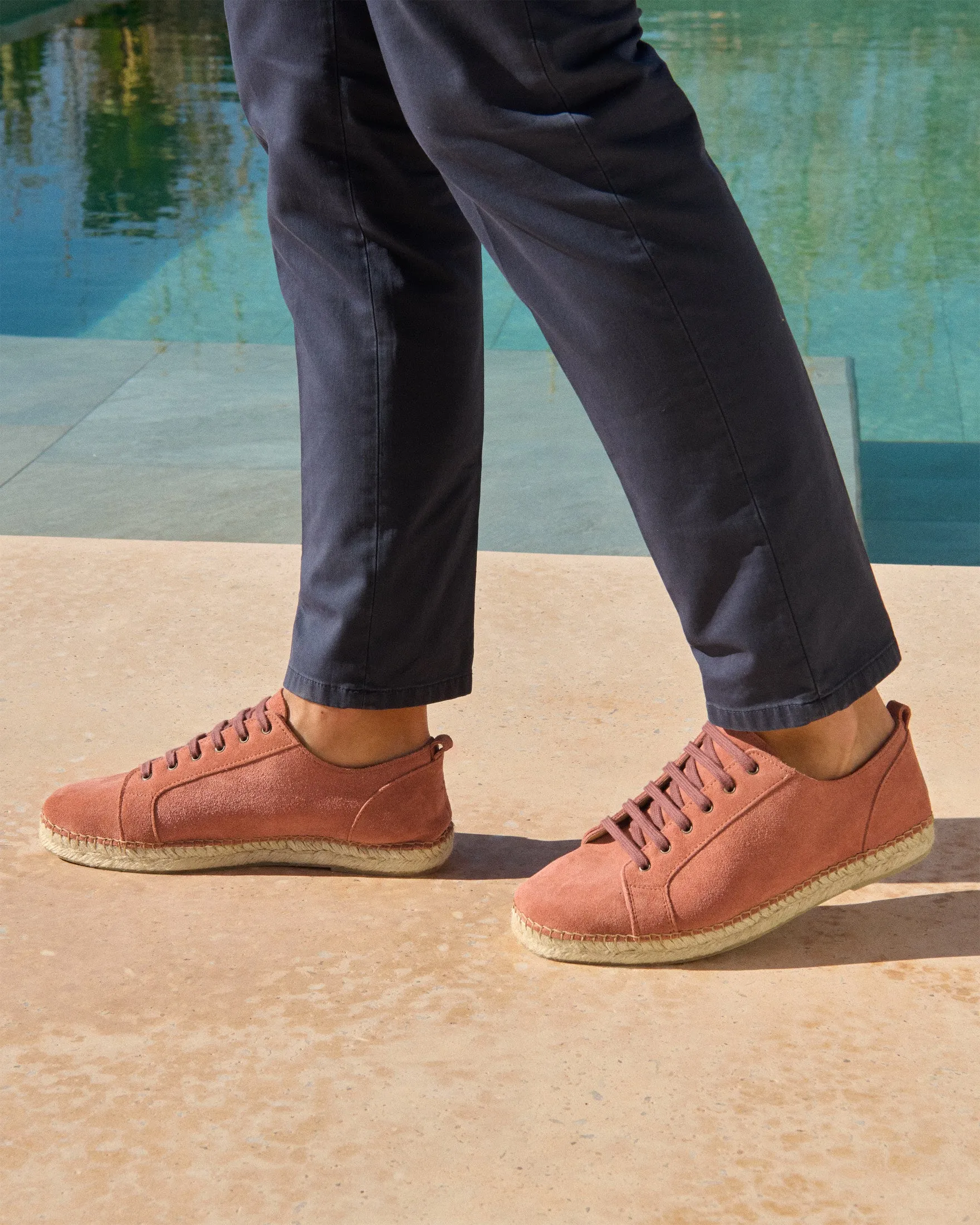 Suede Lace-Up Espadrilles - R70SH - Hamptons Terracotta