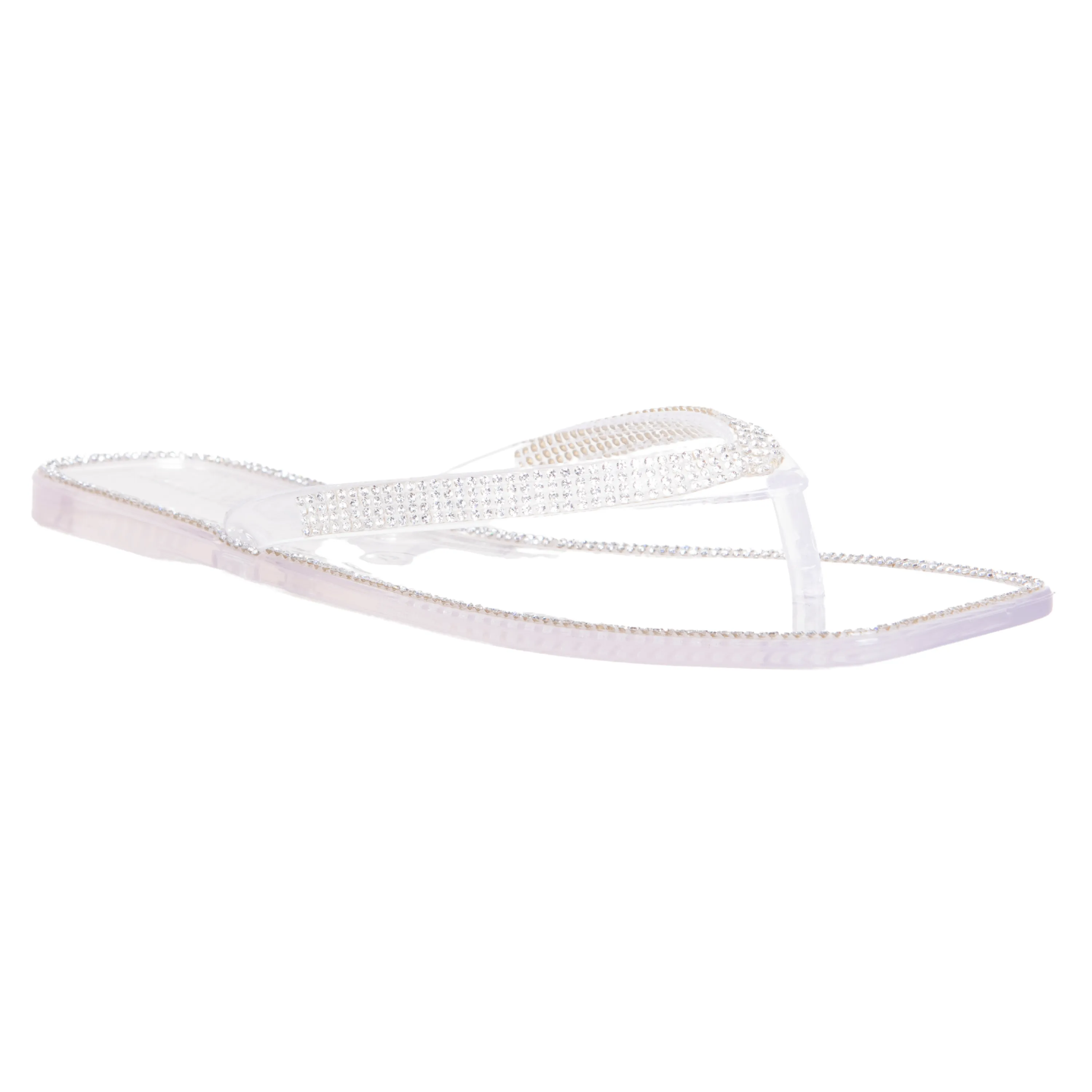 TAMPA FLAT JELLLY FLIP FLOP SANDAL WITH RHINESTONE EMBELLISHMENTS