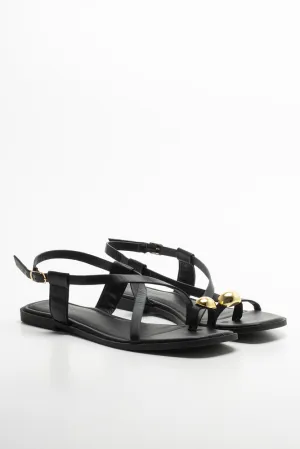 Toe Post Strappy Sandal Black