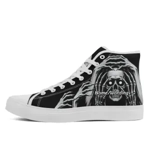 Unique Gift,Personalized Skull Sneakers, Custom Canvas High Top Shoes,  Skeleton Shoes for Men and Women