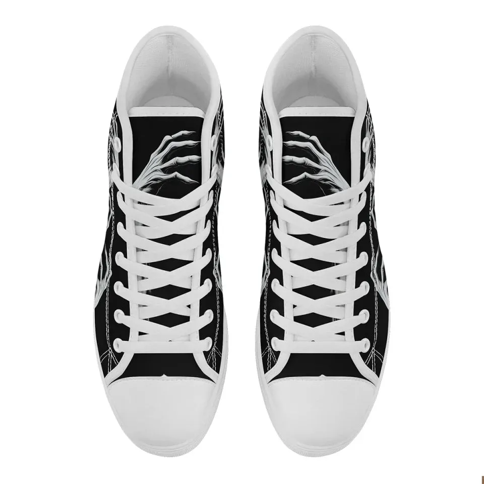 Unique Gift,Personalized Skull Sneakers, Custom Canvas High Top Shoes,  Skeleton Shoes for Men and Women