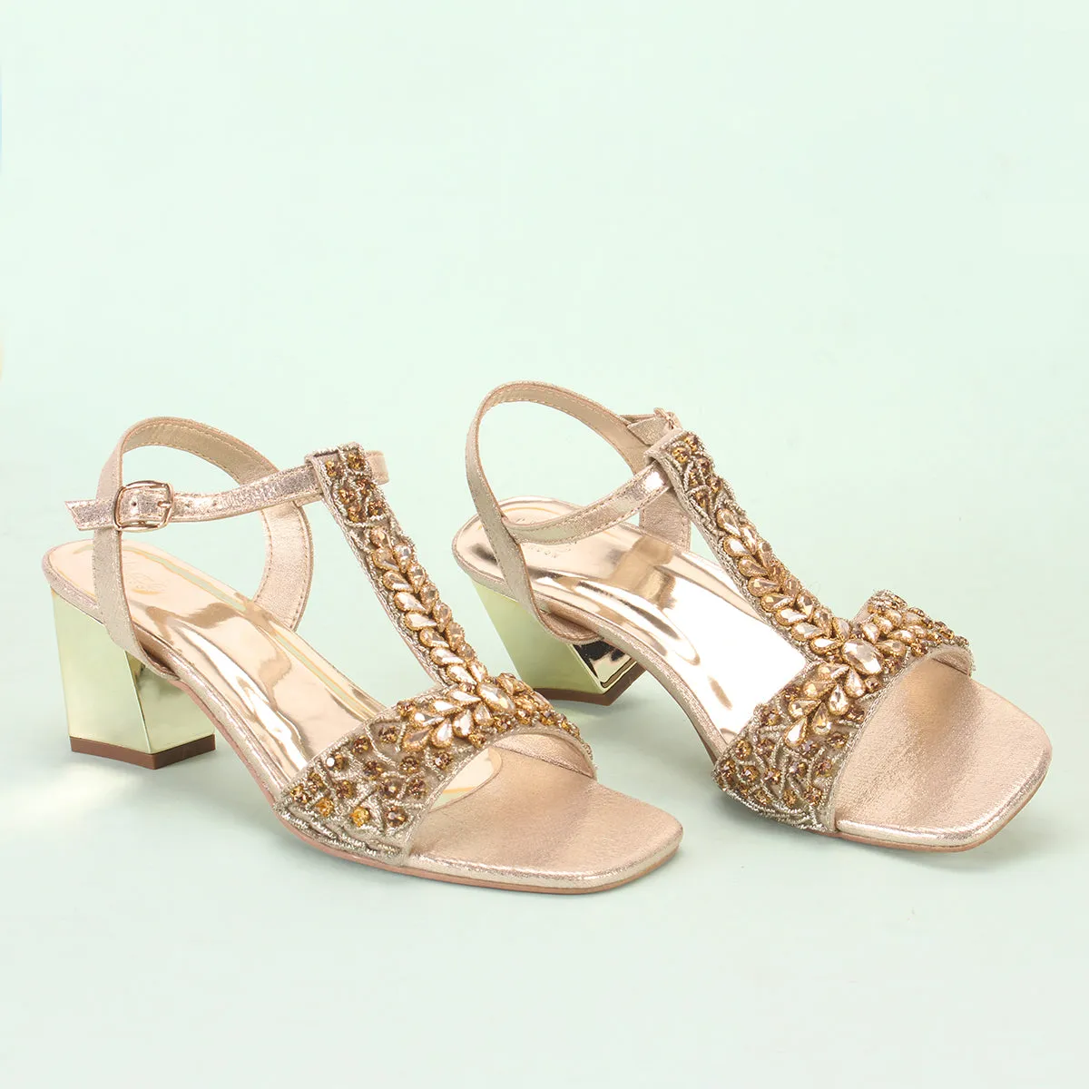 Womens "FAOLAN" Glitter Block Heel Sandals