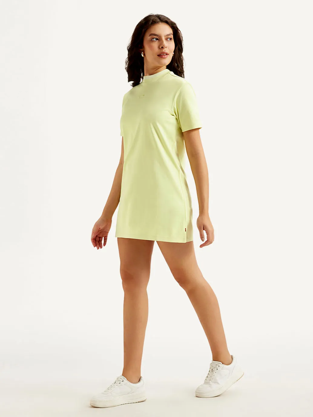 Women's Solid Light Green Collar Neck Dress